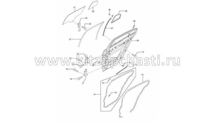 Стекло двери задней левой FAW Besturn B50 FA0273511